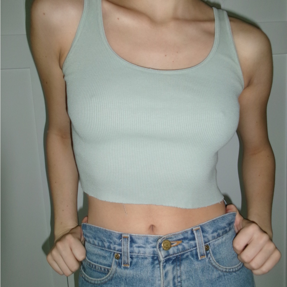 Brandy Melville Sage Green Ribbed Tank